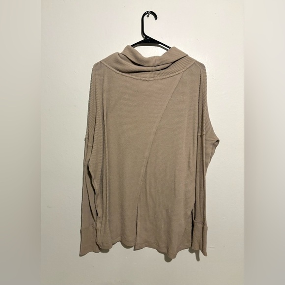 We the Free Juicy Cowl Neck Tan Brown Open Back Sweater Size Small Oversized - Picture 6 of 8
